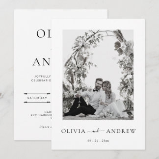 Simple Minimalist Black and White Photo Wedding Invitation