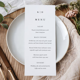 Simple Minimalist Black and White Tall Wedding Menu