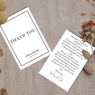 Simple Minimalist Black and White Thank You Card