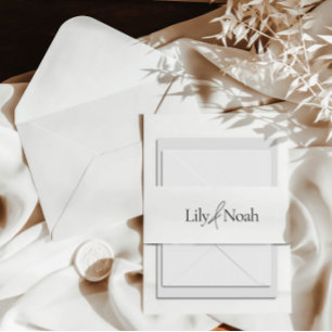 Simple Minimalist Black and White Wedding  Invitation Belly Band