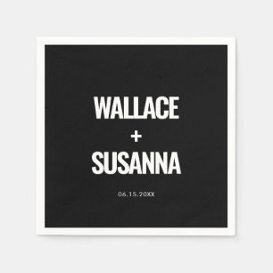 Simple minimalist black and white wedding napkin