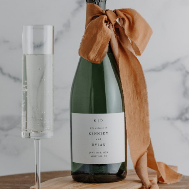 Simple Minimalist Black and White Wedding Sparkling Wine Label (Simple minimalist black and white elegant wedding sparkling wine label.)