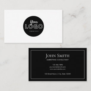 Simple Minimalist Black and White with Logo Business Card