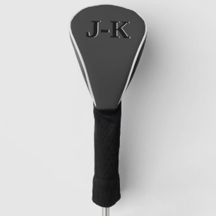 Simple Minimalist Black Custom Monogram Golf Head Cover