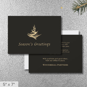 Simple Minimalist Black Gold Christmas Tree Holiday Card