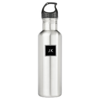 Simple Minimalist Black Monogram Initials 710 Ml Water Bottle