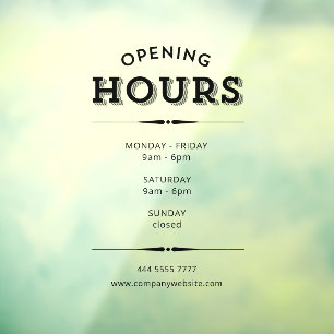 Simple Minimalist Black Opening Hours 
