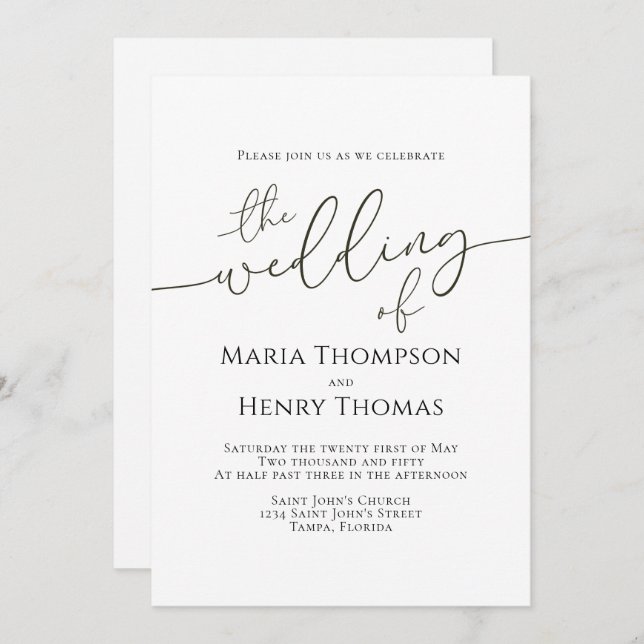 Simple Minimalist Black Text Calligraphy Template (Front/Back)