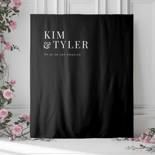 Simple minimalist black wedding backdrop tapestry (Creator Uploaded)