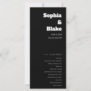 Simple Minimalist Black Wedding Program