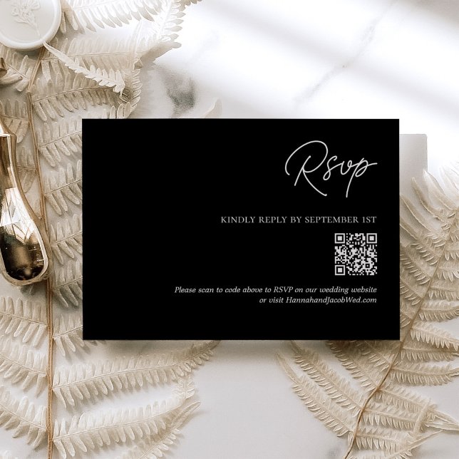 Simple Minimalist Black Wedding QR Code RSVP (Creator Uploaded)