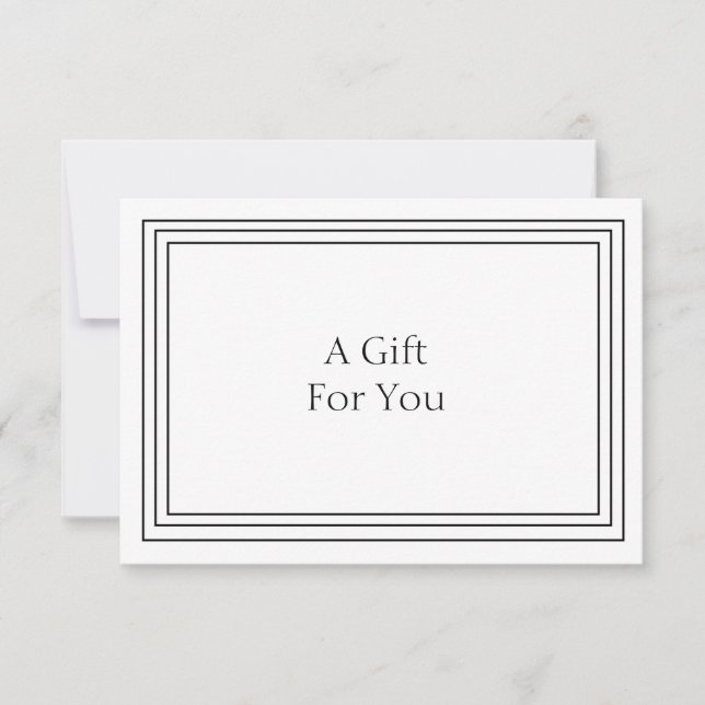 Simple Minimalist Black & White Gift Certificate (Front)