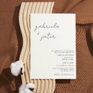 Simple Minimalist Black & White Modern Wedding Invitation