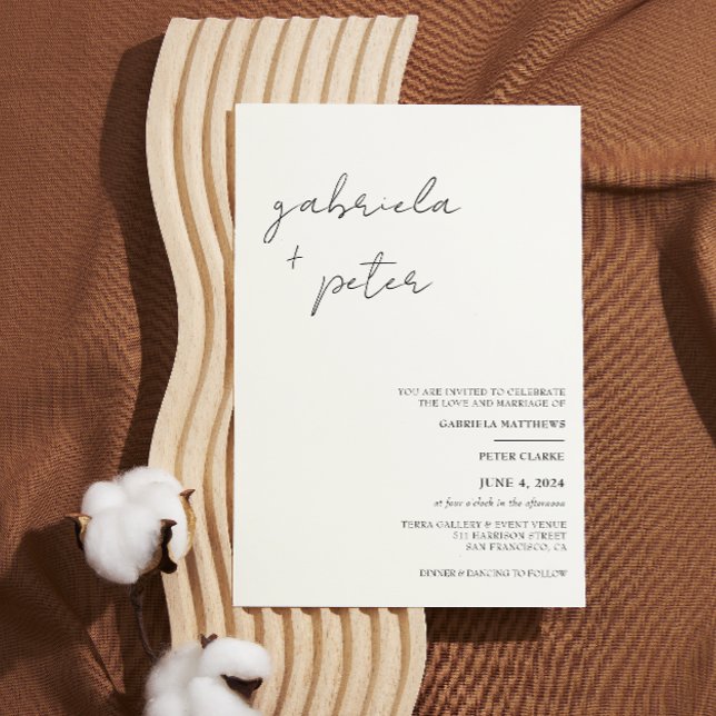 Simple Minimalist Black & White Modern Wedding Invitation (Creator Uploaded)