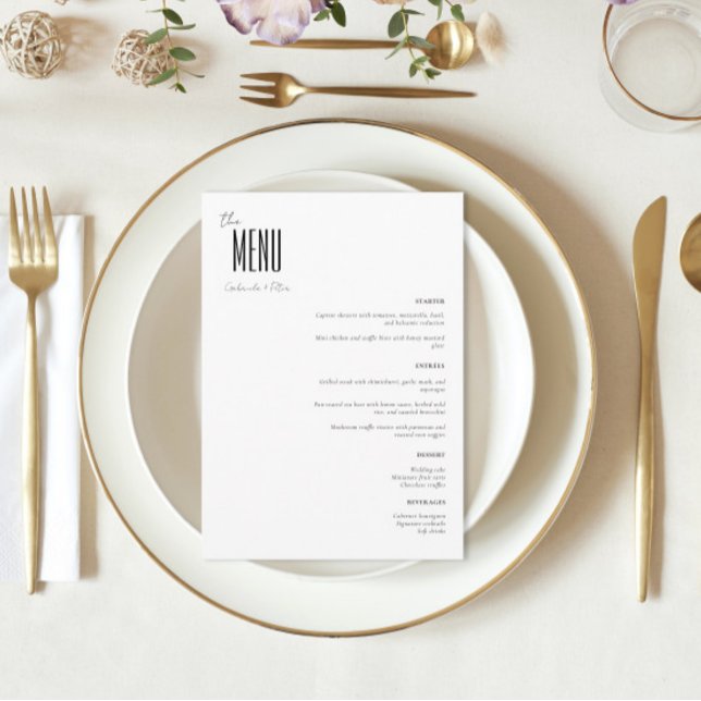 Simple Minimalist Black & White Modern Wedding Menu (Creator Uploaded)