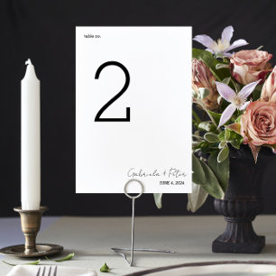 Simple Minimalist Black & White Modern Wedding Table Number