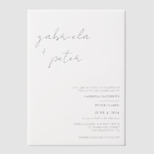 Simple Minimalist Black & White Modern Wedding Vellum Invitations