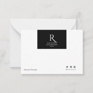 Simple Minimalist Black White Monogrammed Card