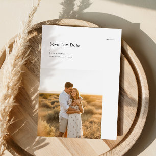 Simple Minimalist Black & White Photo Wedding Invitation
