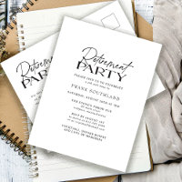 Simple Minimalist Black White Retirement Party
