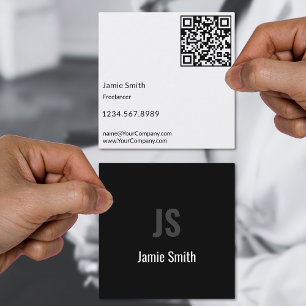 Simple Minimalist Black & White Square Business Card