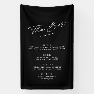 Simple Minimalist Black & White Wedding Bar Menu Banner