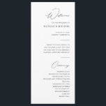 Simple Minimalist Black & White Wedding Ceremony Programme<br><div class="desc">This beautifully designed wedding ceremony program is perfect for the couple who wants a simple and minimalist look for their big day. Featuring elegant serif and hand lettered calligraphy script fonts in black and white, this program will be sure to complement your wedding theme. With the option to personalise the...</div>