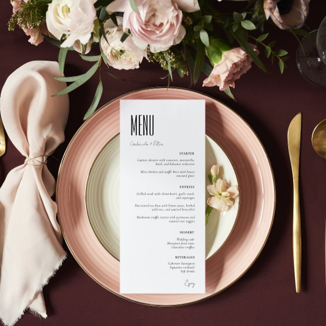 Simple Minimalist Black & White Wedding Menu (Creator Uploaded)