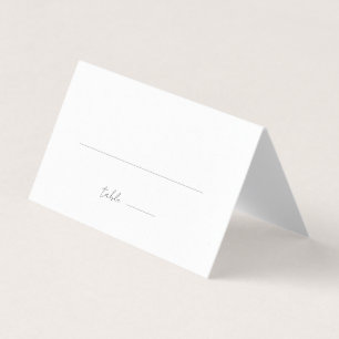 Simple Minimalist Black & White Wedding Place Card