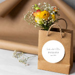 Simple Minimalist Black & White Wedding Thank You Classic Round Sticker<br><div class="desc">Enhance your gratitude with our Simple Minimalist Black & White Wedding Thank You Classic Round Stickers. These elegant stickers offer a sleek design to express your appreciation in a stylish manner. Perfect for adding a personal touch to your wedding favours or thank-you notes. Make your gestures of thanks stand out...</div>