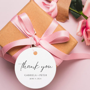 Simple Minimalist Black & White Wedding Thank You Favour Tags