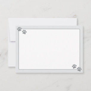 Simple Minimalist Blank Bordered Dog Paw Prints Card