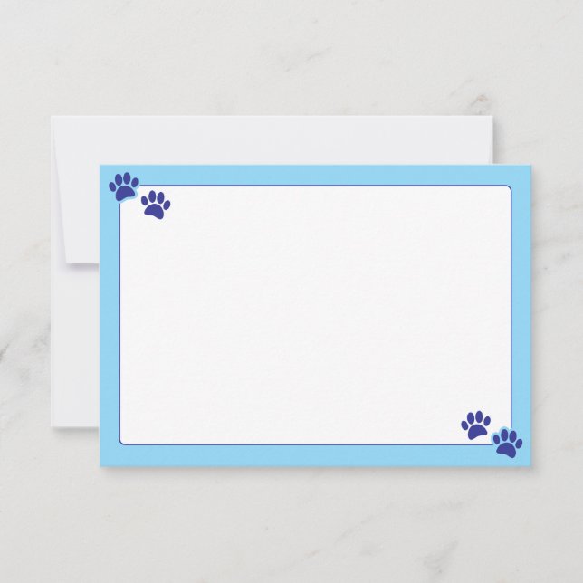Simple Minimalist Blank With Border Dog Paw Prints Card (Front)