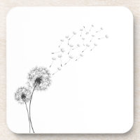 Simple Minimalist Blowing Dandelion | Coaster