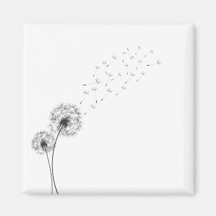 Simple Minimalist Blowing Dandelion Magnet