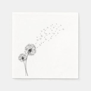 Simple Minimalist Blowing Dandelion Napkin