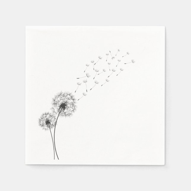 Simple Minimalist Blowing Dandelion | Napkin (Front)