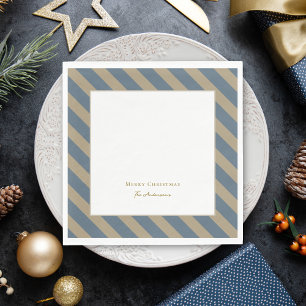 Simple Minimalist Blue and Beige Merry Christmas Napkin