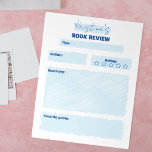 Simple Minimalist Blue and White Book Review Notepad<br><div class="desc">Introducing our customisable book review notepad, your perfect companion for capturing the essence of every book you read. This notepad is designed with a clean and organised layout, making it easy to jot down your thoughts. The notepad features sections for the book’s title and author, a star rating system for...</div>