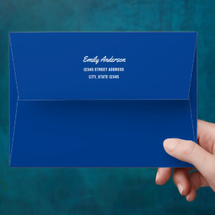 Simple Minimalist Blue and White Script Graduation Envelope