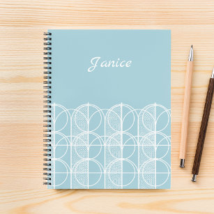 Simple Minimalist Blue Geometric Personalised Notebook
