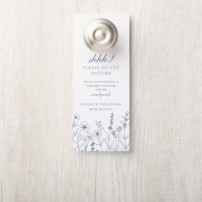 Simple Minimalist Blue Wildflower Do not disturb Door Hanger (On Knob)
