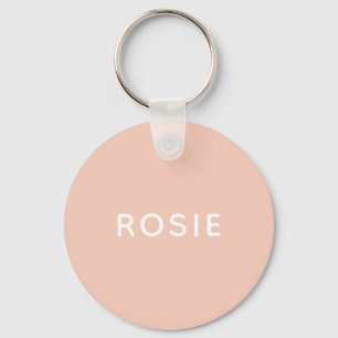 Simple Minimalist Blush Pink Custom Name Key Ring