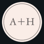 Simple Minimalist Blush Wedding Initials Classic Round Sticker<br><div class="desc">Simple minimalist wedding seal stickers featuring the couple's initials against a blush pink background. Designed to coordinate with our Blush & Gold Script Wedding Suite.</div>
