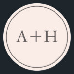 Simple Minimalist Blush Wedding Initials Classic Round Sticker<br><div class="desc">Simple minimalist wedding seal stickers featuring the couple's initials against a blush pink background. Designed to coordinate with our Blush & Gold Script Wedding Suite.</div>