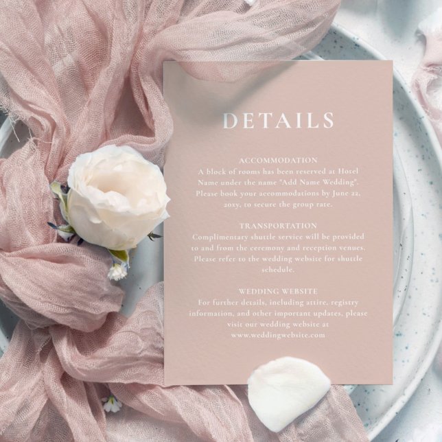 Simple Minimalist Blush White Wedding Details Enclosure Card (Creator Uploaded)