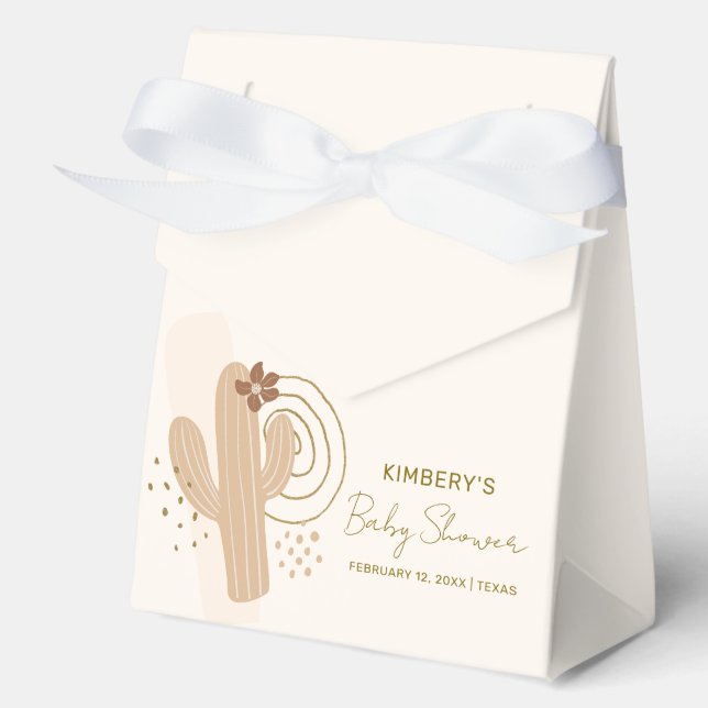 Simple Minimalist Boho Desert Cactus Baby Shower Favour Box (Front)