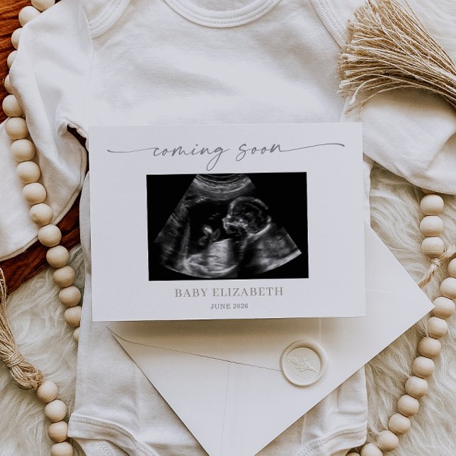 Simple Minimalist Boho Pregnancy Announcement Card (Creator Uploaded)