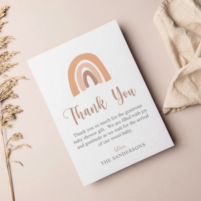 Simple Minimalist Boho Rainbow Baby Shower Thank You Card (Creator Uploaded)