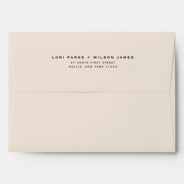 Simple Minimalist Bone Printed Return Address Envelope (Back (Top Flap))